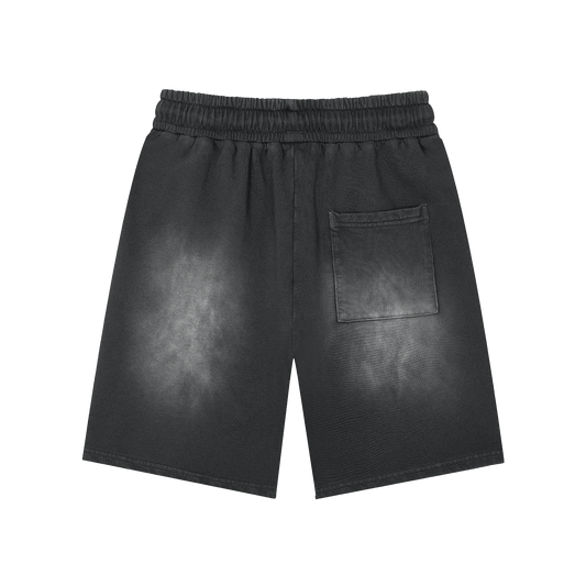 Rectangle Patch Monkey Washed Shorts  - 360 GSM
